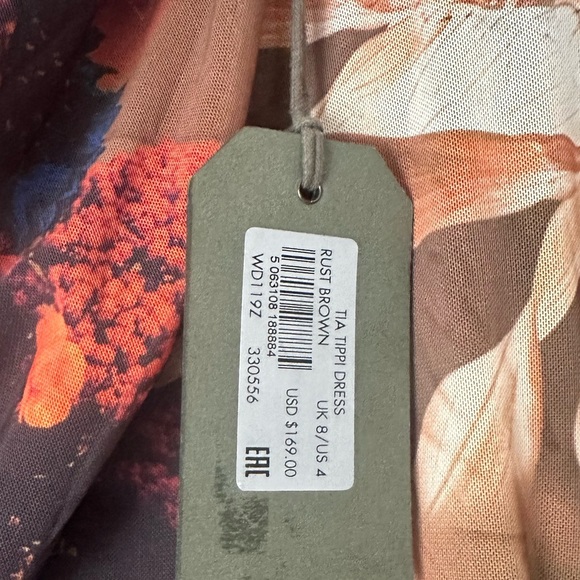 AllSaints Tia Tippi Dress NWT Tropical Floral Print Asymmetrical Midi sz 4 - Picture 10 of 10